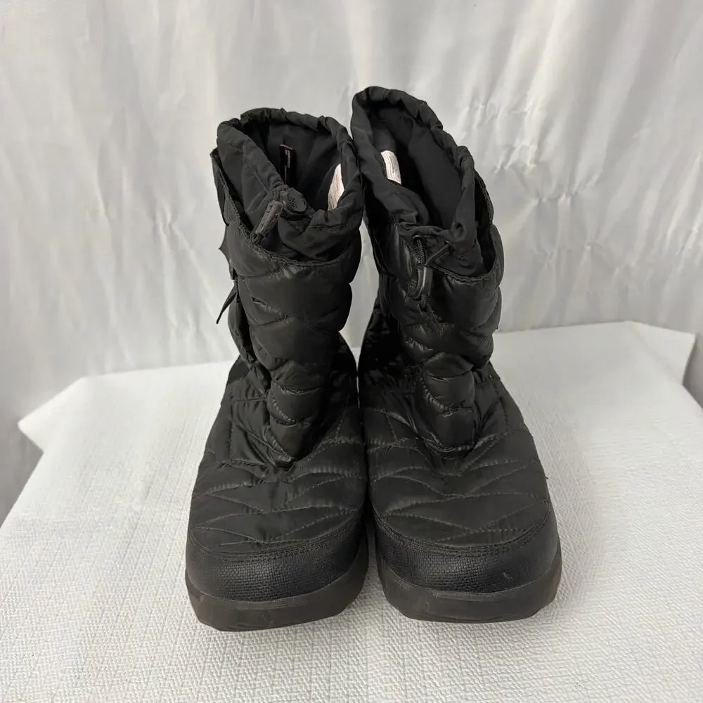 The North Face Thermoball Boots Womens 10 Black Pocket Pull On Winter Insulated